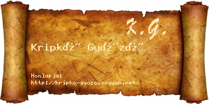 Kripkó Győző névjegykártya
